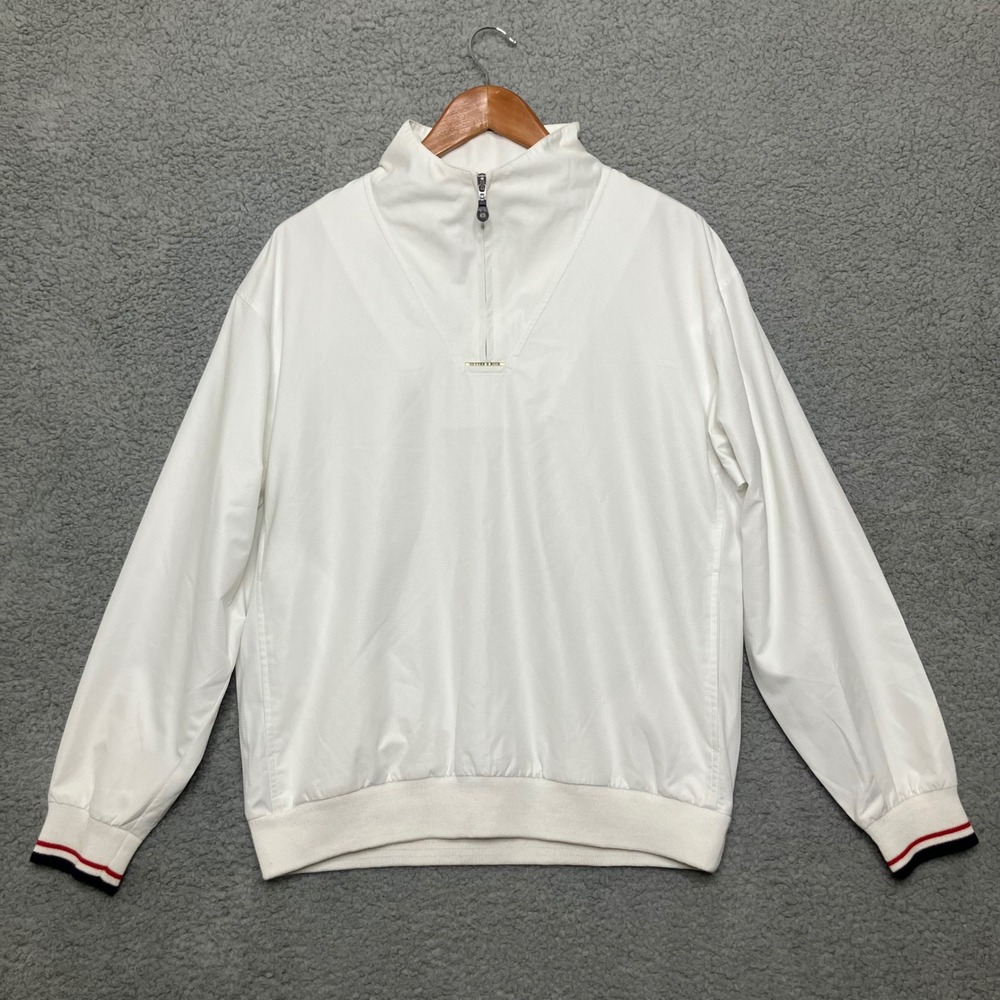VTG Cutter & Buck Golf Pullover Jacket Women M White 1/4 Zip‎ Spring Windbreaker